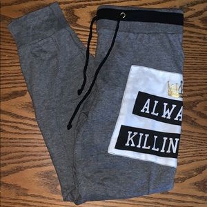 NWOT Gray and Black Graphic Joggers